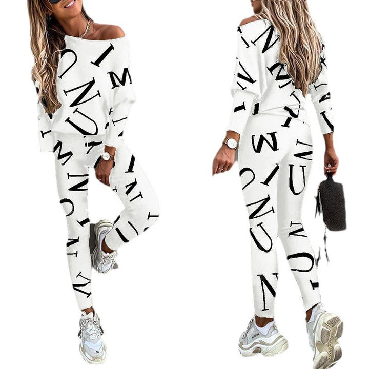 Damernas Lättsamma Set med Off-Shoulder Topp och Tighta Leggings Eva Jonsson-Eva Jonsson