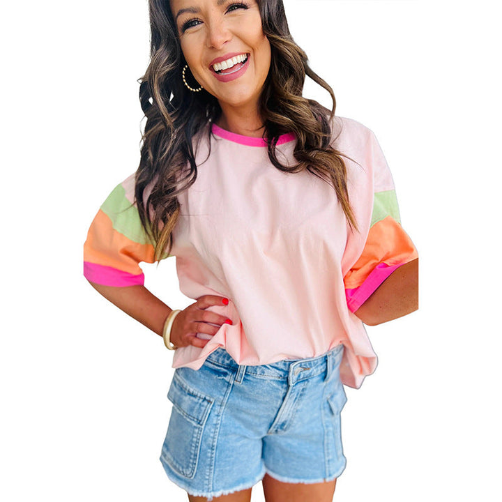 Damernas Lättsamma T-shirt med Färgglada Ärmar Mirla-Eva Jonsson