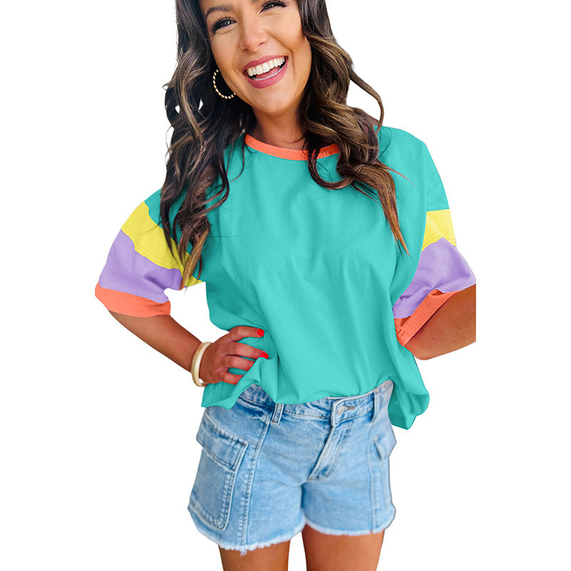 Damernas Lättsamma T-shirt med Färgglada Ärmar Mirla-Eva Jonsson