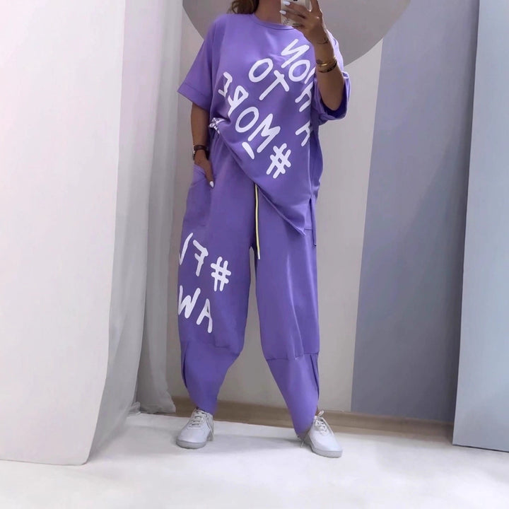 Damernas Lättsamt Oversized Fritidsset med Statementtryck Eva Jonsson-Eva Jonsson