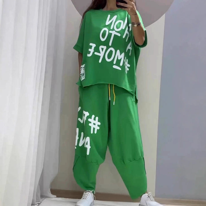 Damernas Lättsamt Oversized Fritidsset med Statementtryck Eva Jonsson-Eva Jonsson