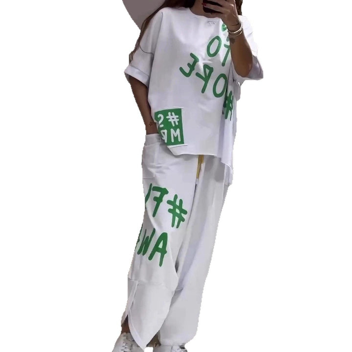 Damernas Lättsamt Oversized Fritidsset med Statementtryck Eva Jonsson-Eva Jonsson