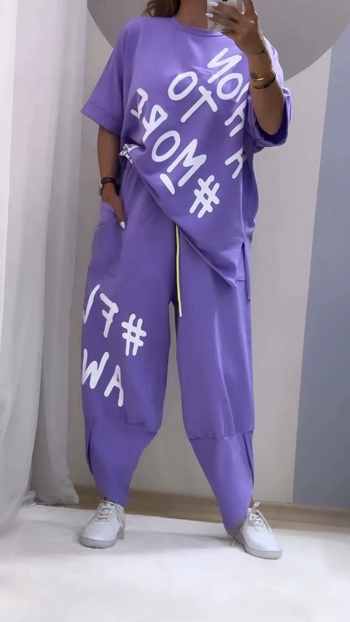 Damernas Lättsamt Oversized Fritidsset med Statementtryck Eva Jonsson-Eva Jonsson