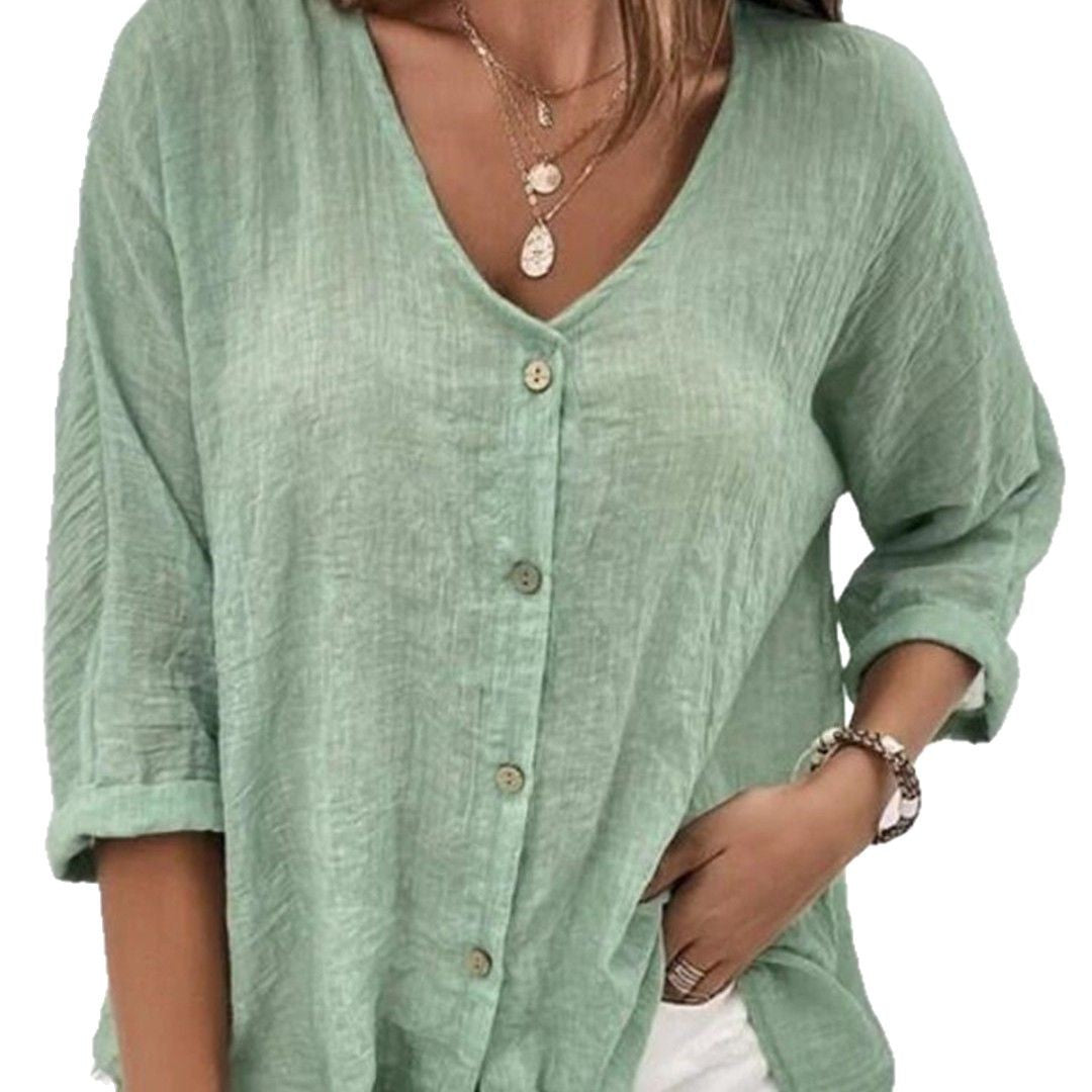 Damernas Ledig Blus med Knappslå och V-Ausschnitt Eva Jonsson-Eva Jonsson