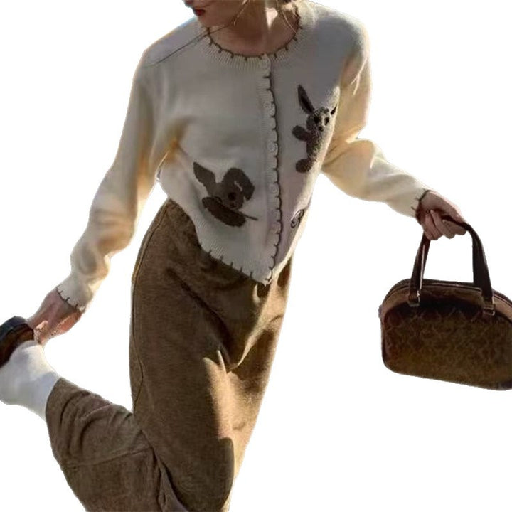 Damernas Lekfull Cardigan med Djurmotiv och Knapppdetaljer Eva Jonsson-Eva Jonsson