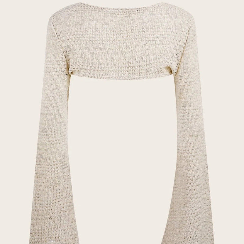 Damernas Lekfull tröja i stickning med lång ärm och cut-out Eva Jonsson-Eva Jonsson