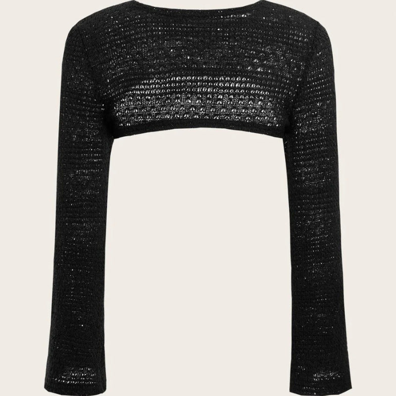 Damernas Lekfull tröja i stickning med lång ärm och cut-out Eva Jonsson-Eva Jonsson