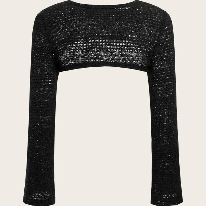 Damernas Lekfull tröja i stickning med lång ärm och cut-out Eva Jonsson-Eva Jonsson