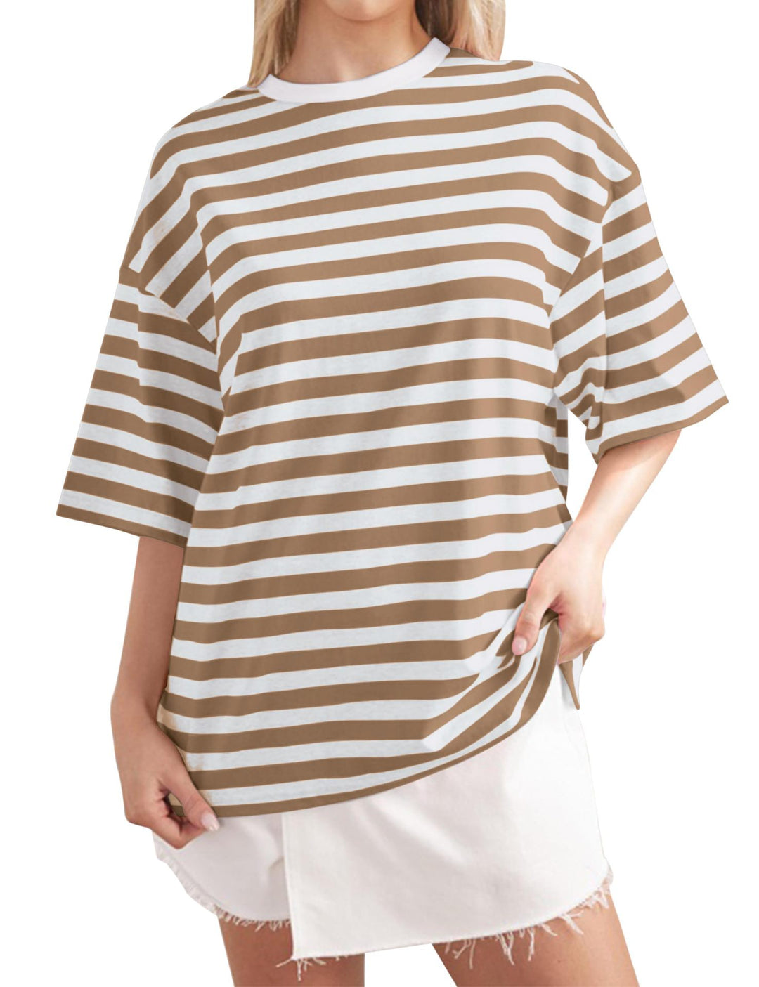 Damernas Löst Oversized T-shirt med breda ränder Mirla-Eva Jonsson