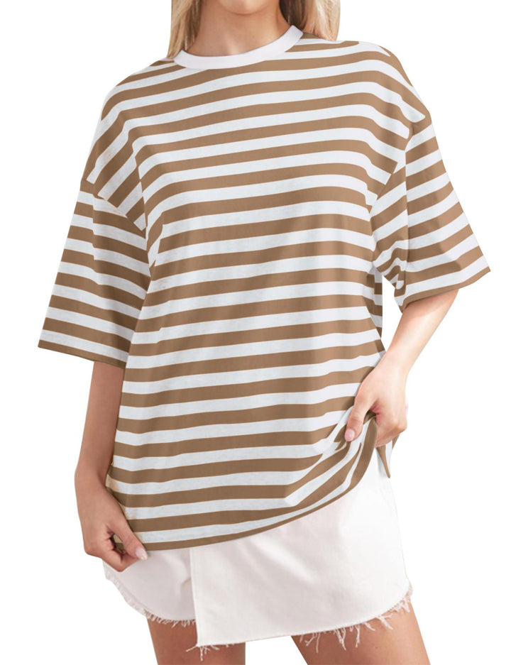 Damernas Löst Oversized T-shirt med breda ränder Mirla-Eva Jonsson