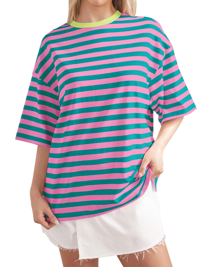 Damernas Löst Oversized T-shirt med breda ränder Mirla-Eva Jonsson