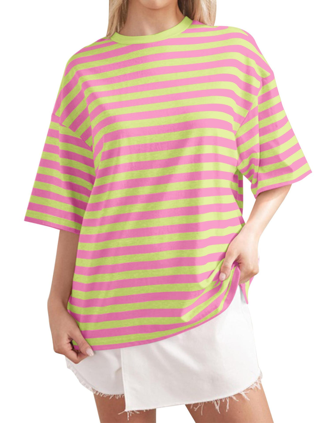 Damernas Löst Oversized T-shirt med breda ränder Mirla-Eva Jonsson