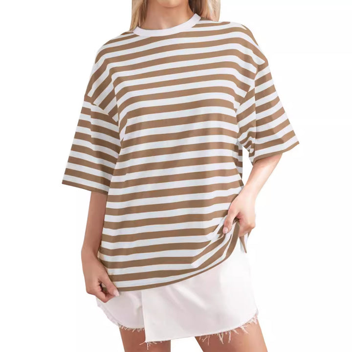 Damernas Löst Oversized T-shirt med breda ränder Mirla-Eva Jonsson