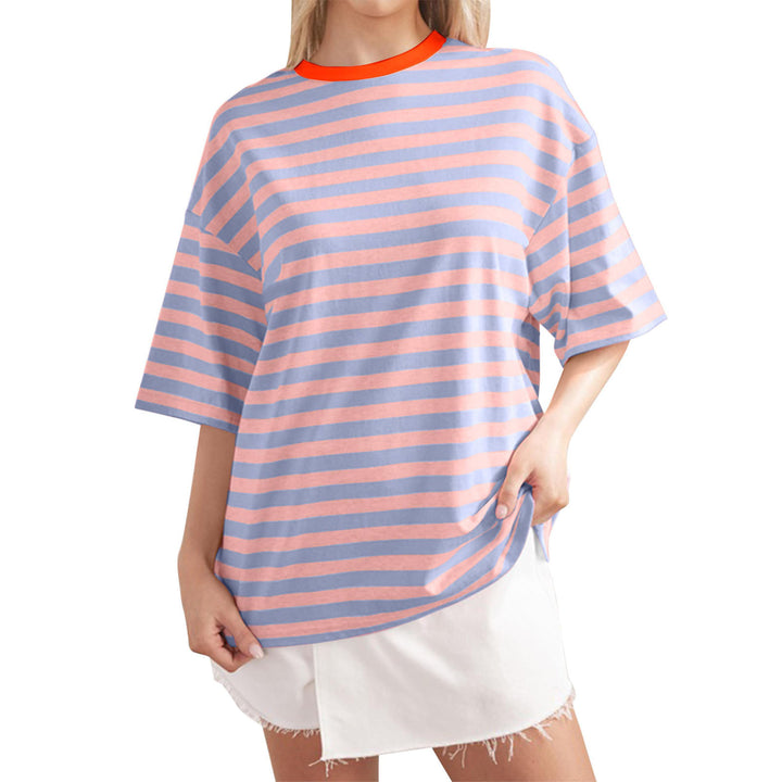 Damernas Löst Oversized T-shirt med breda ränder Mirla-Eva Jonsson