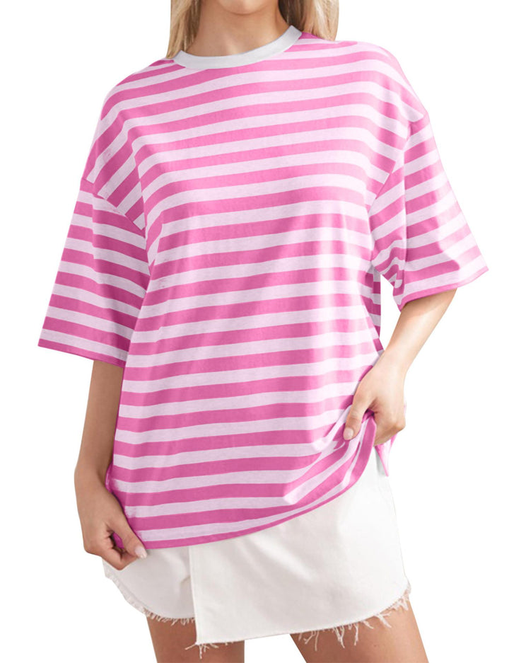 Damernas Löst Oversized T-shirt med breda ränder Mirla-Eva Jonsson