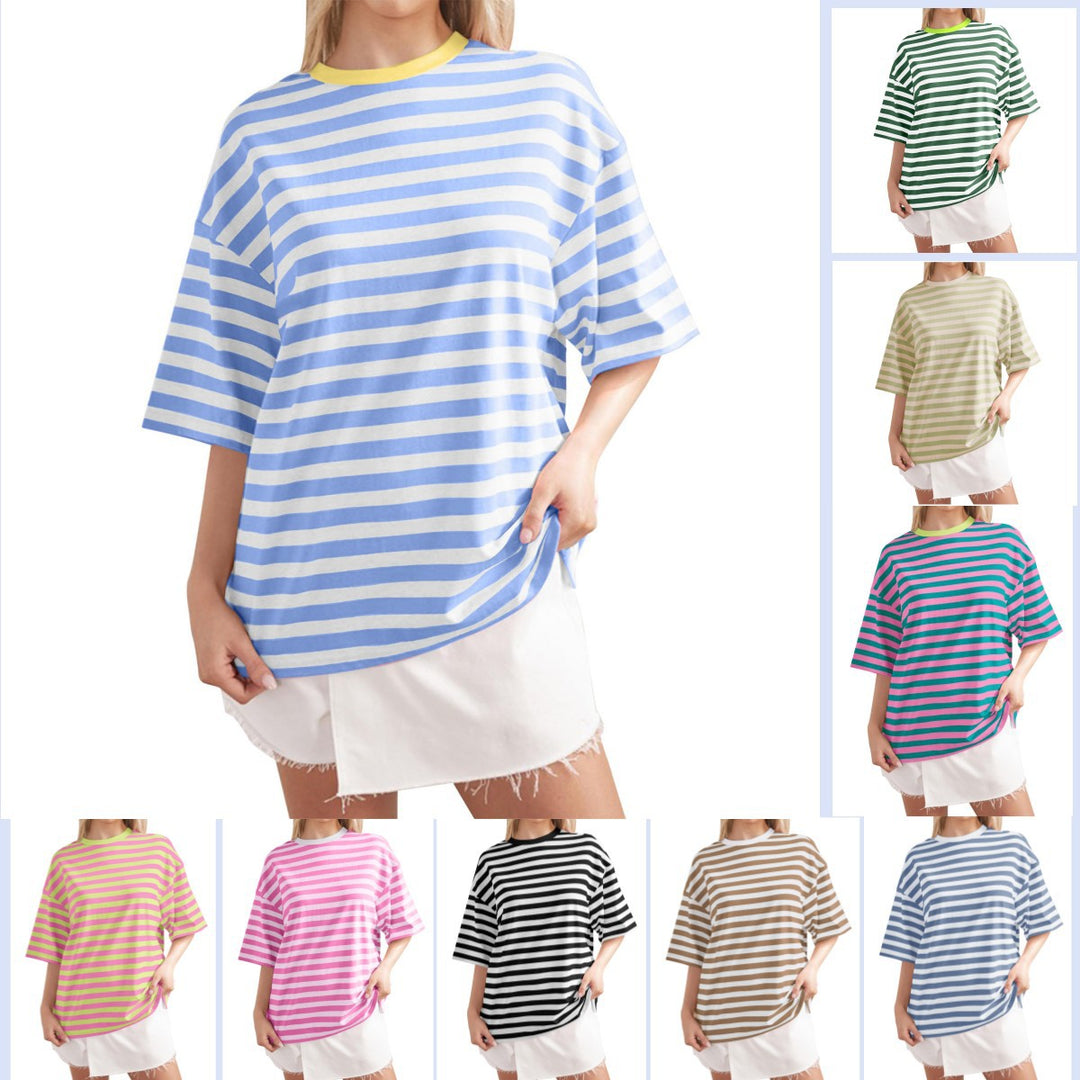 Damernas Löst Oversized T-shirt med breda ränder Mirla-Eva Jonsson