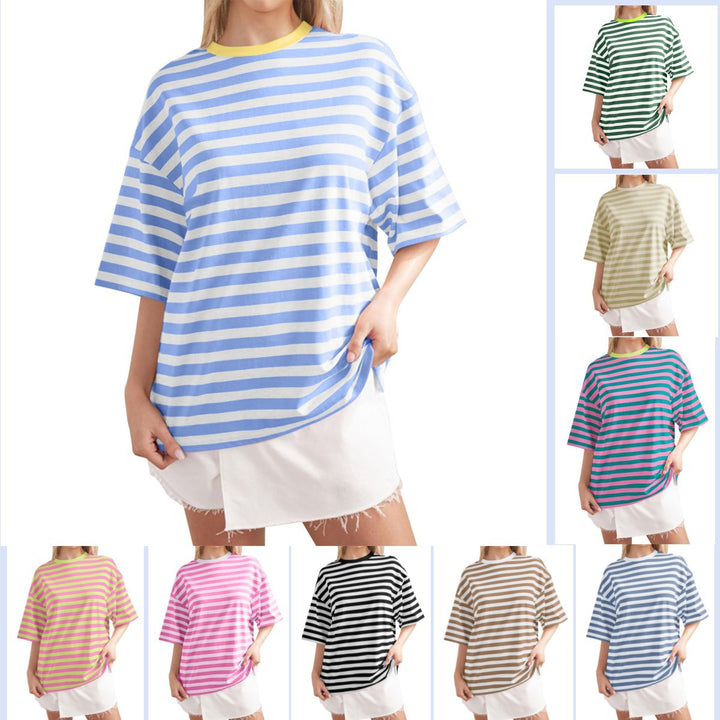 Damernas Löst Oversized T-shirt med breda ränder Mirla-Eva Jonsson