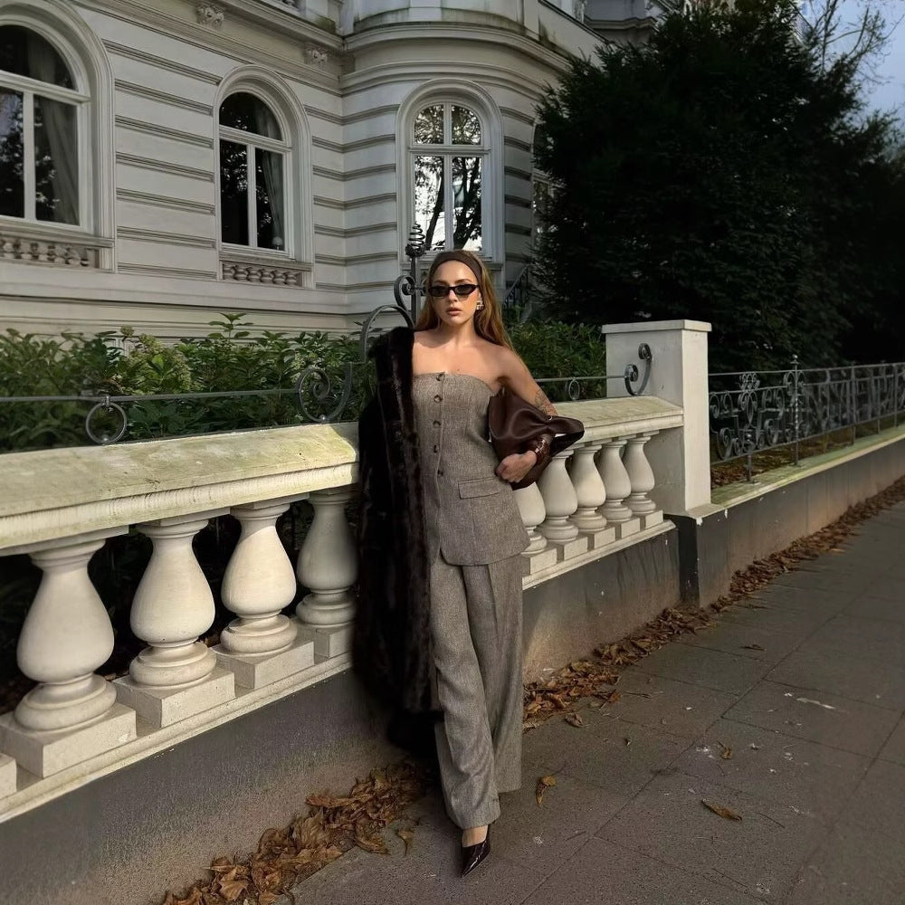 Damernas Löst skuren tygbyxor med eleganta veck Eva Jonsson-Eva Jonsson