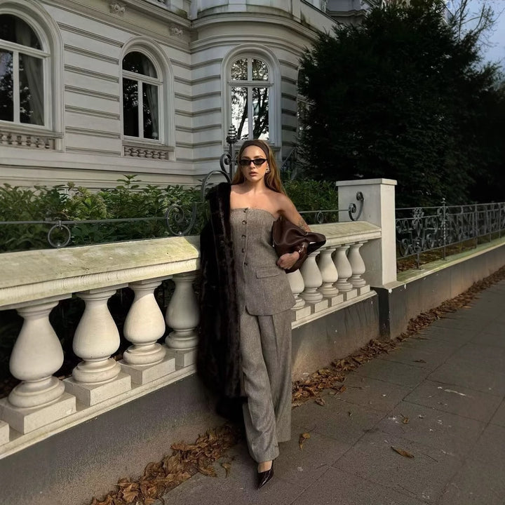 Damernas Löst skuren tygbyxor med eleganta veck Eva Jonsson-Eva Jonsson