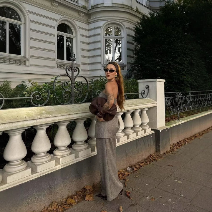 Damernas Löst skuren tygbyxor med eleganta veck Eva Jonsson-Eva Jonsson