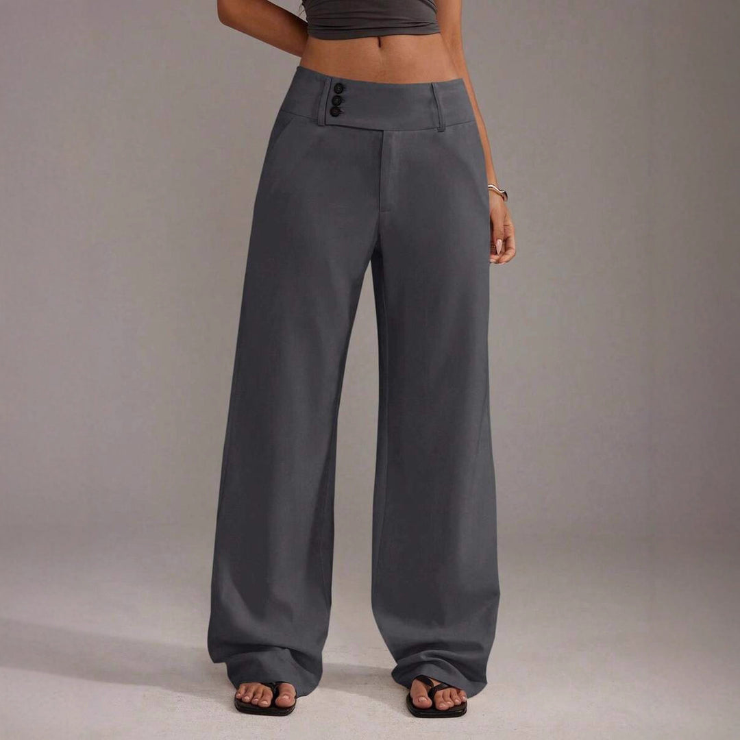 Damernas Löst skurna Palazzo-byxor med eleganta knappdetaljer Eva Jonsson-Eva Jonsson