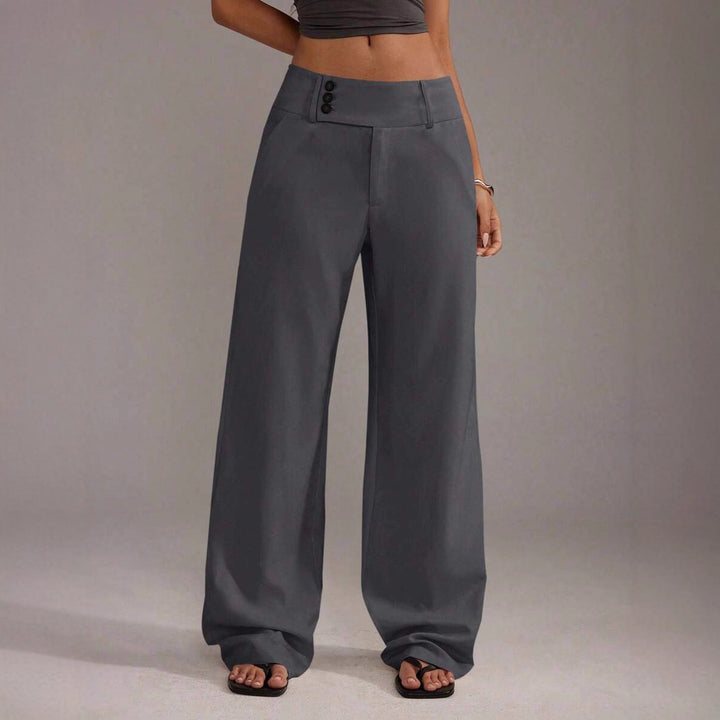 Damernas Löst skurna Palazzo-byxor med eleganta knappdetaljer Eva Jonsson-Eva Jonsson