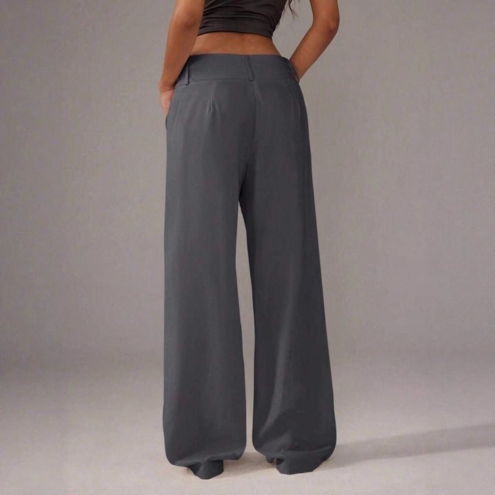 Damernas Löst skurna Palazzo-byxor med eleganta knappdetaljer Eva Jonsson-Eva Jonsson