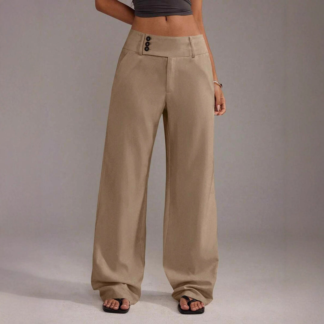 Damernas Löst skurna Palazzo-byxor med eleganta knappdetaljer Eva Jonsson-Eva Jonsson