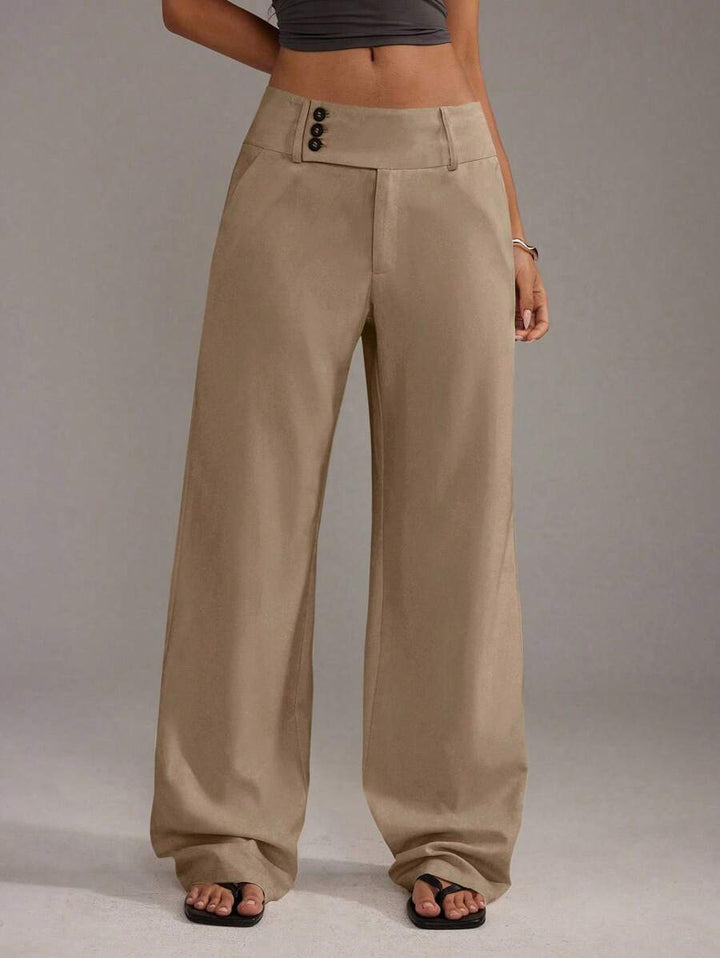 Damernas Löst skurna Palazzo-byxor med eleganta knappdetaljer Eva Jonsson-Eva Jonsson