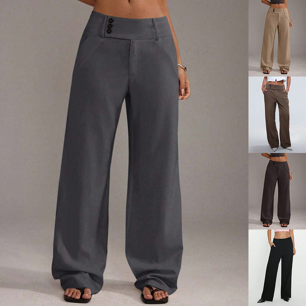 Damernas Löst skurna Palazzo-byxor med eleganta knappdetaljer Eva Jonsson-Eva Jonsson