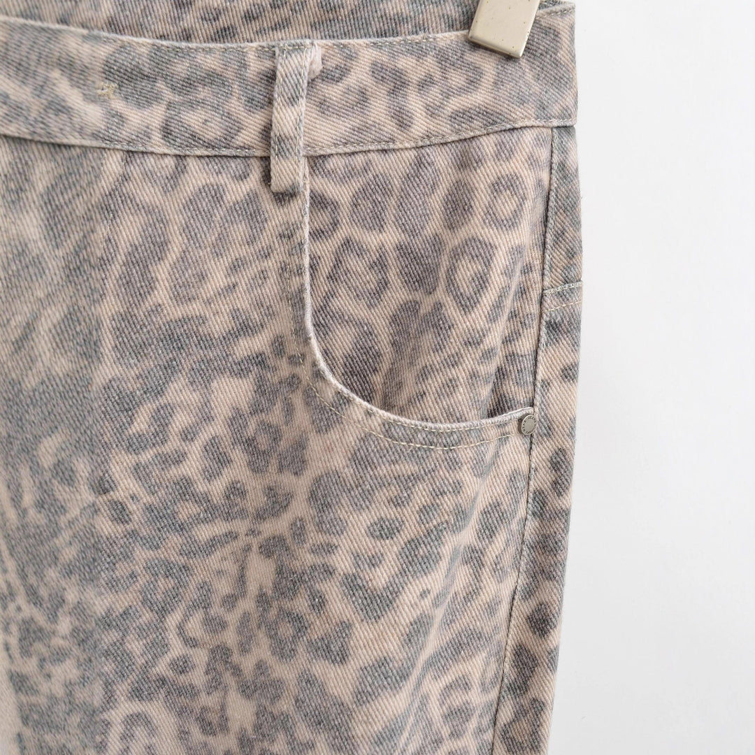 Damernas Löst skurna jeans med leopardmönster Mirla-Eva Jonsson