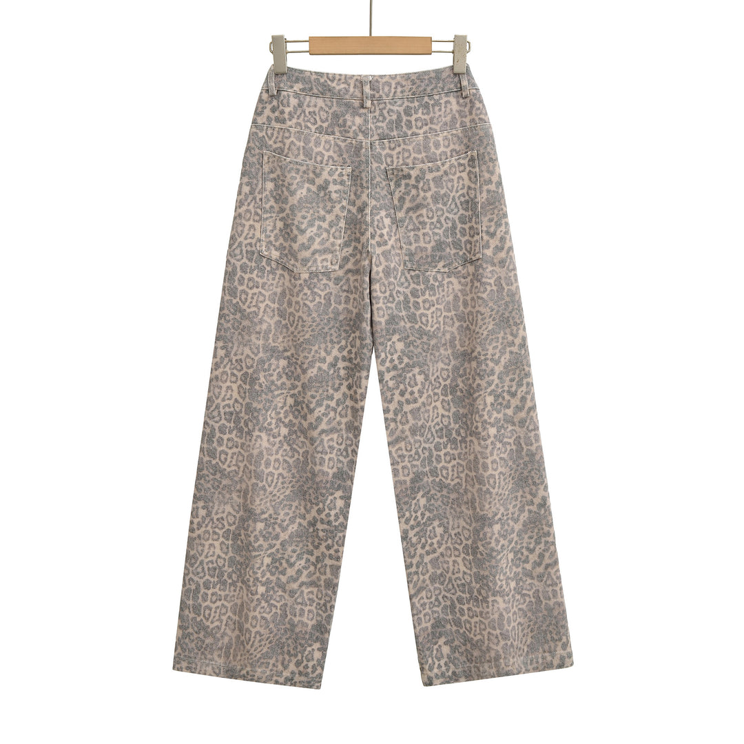 Damernas Löst skurna jeans med leopardmönster Mirla-Eva Jonsson