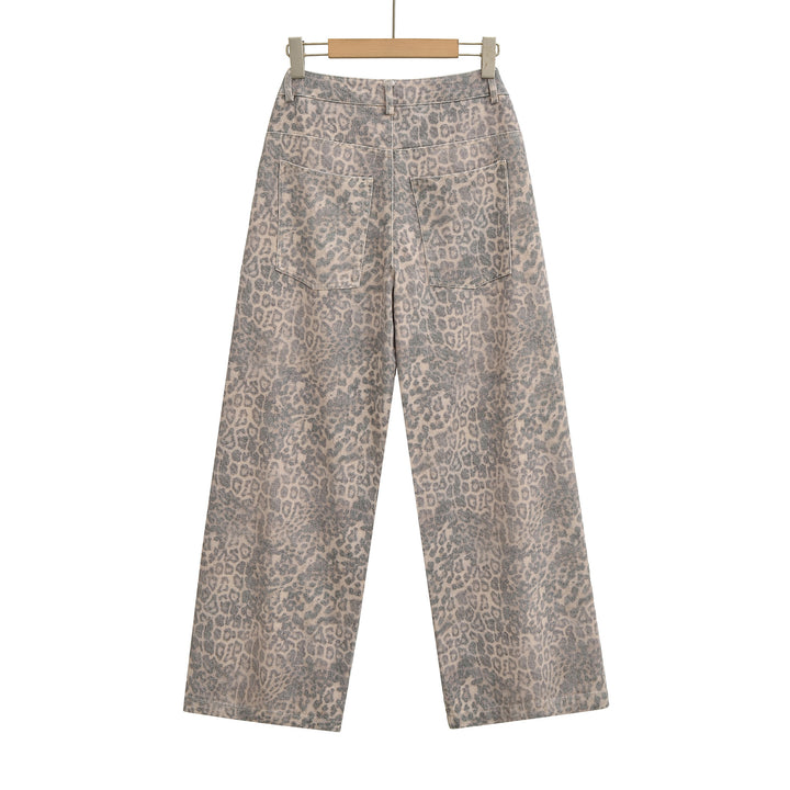 Damernas Löst skurna jeans med leopardmönster Mirla-Eva Jonsson