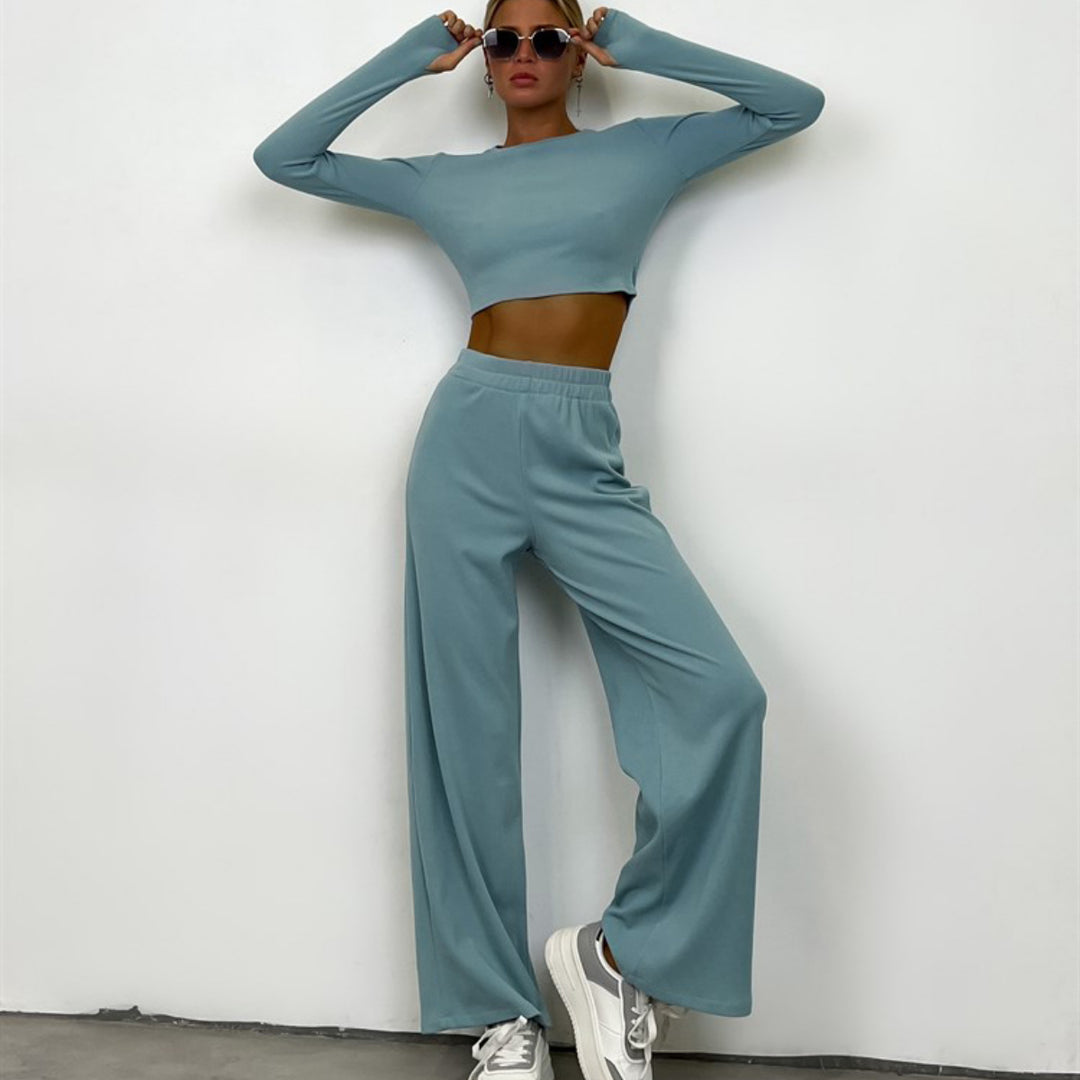 Damernas Lounge-set med kortärmad topp och vida byxor Eva Jonsson-Eva Jonsson