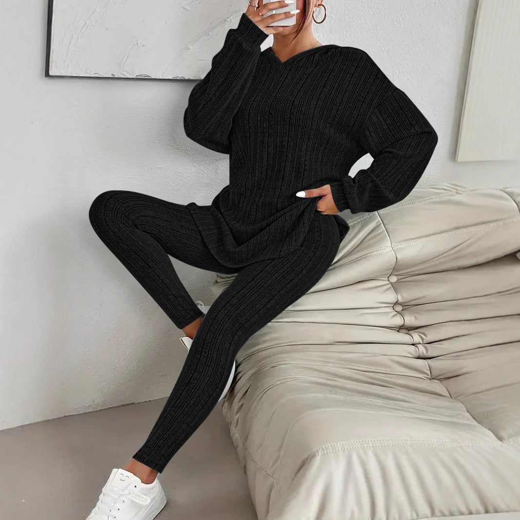 Damernas Loungewear Set med V-utfskärning och lös passform Mirla-Eva Jonsson