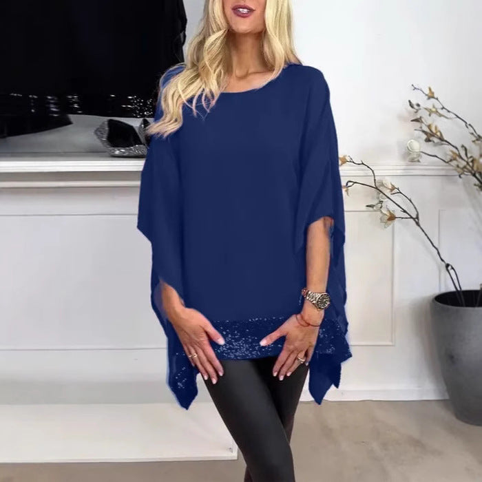 Damernas Luftig Blusenshirt med elegant skärning och transparenta ärmar Mirla-Eva Jonsson