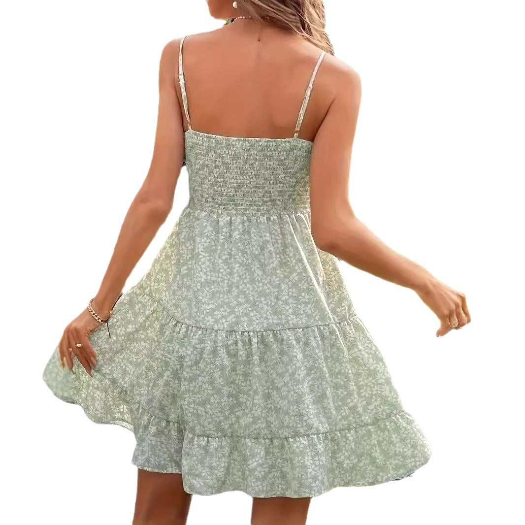 Damernas Luftig blommig klänning med volanger och spaghettiband Eva Jonsson-Eva Jonsson