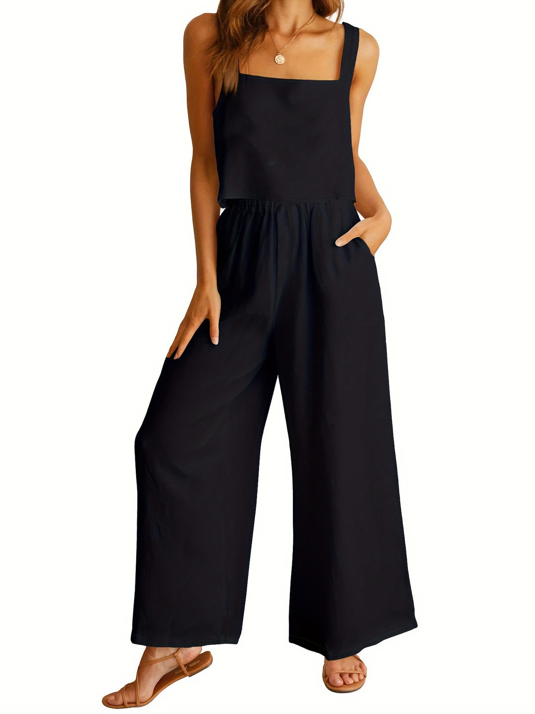 Damernas Luftiga Jumpsuit med vida ben och justerbart midjeband Mirla-Eva Jonsson
