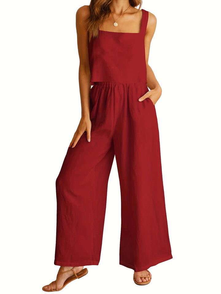 Damernas Luftiga Jumpsuit med vida ben och justerbart midjeband Mirla-Eva Jonsson