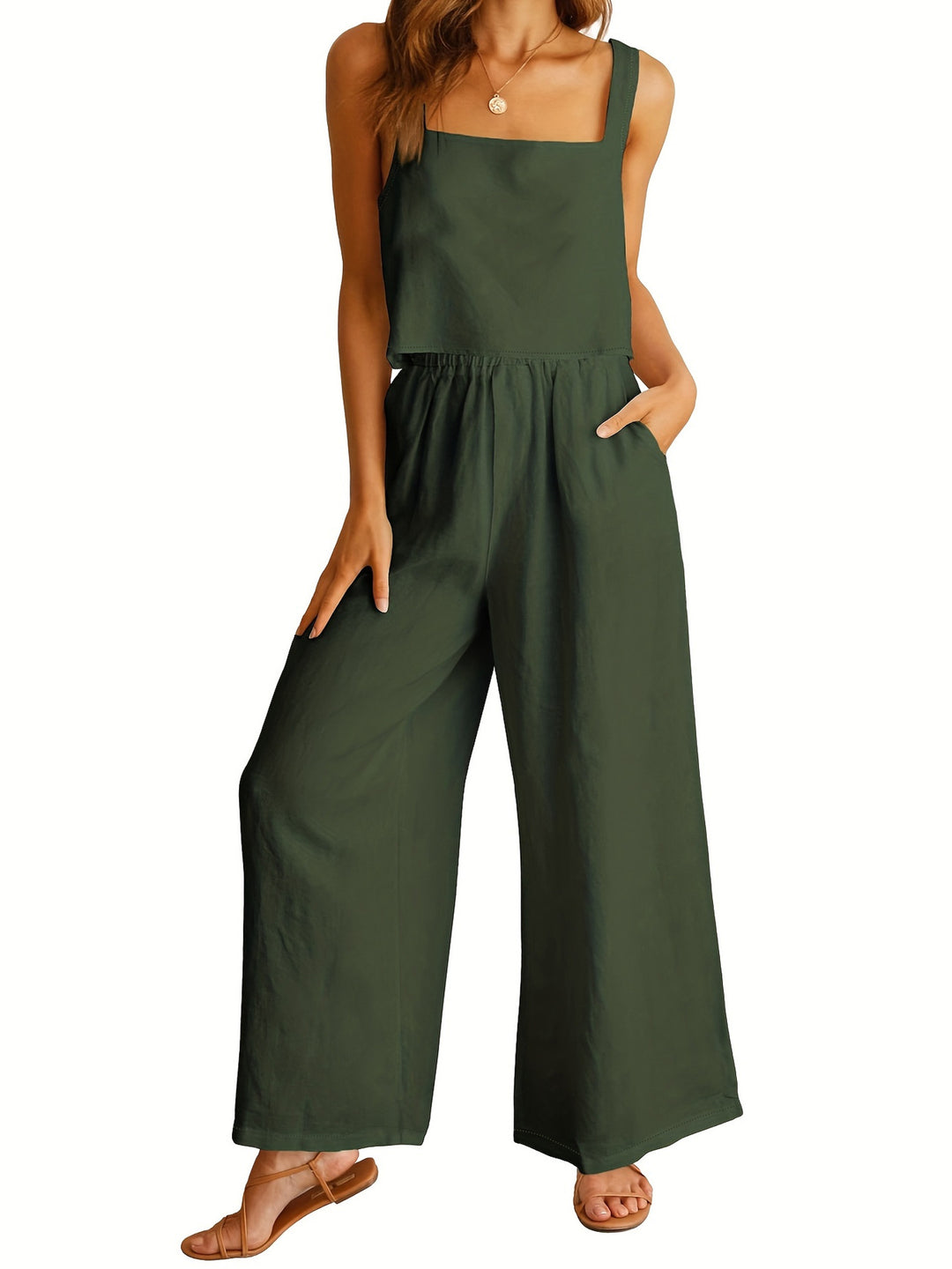 Damernas Luftiga Jumpsuit med vida ben och justerbart midjeband Mirla-Eva Jonsson