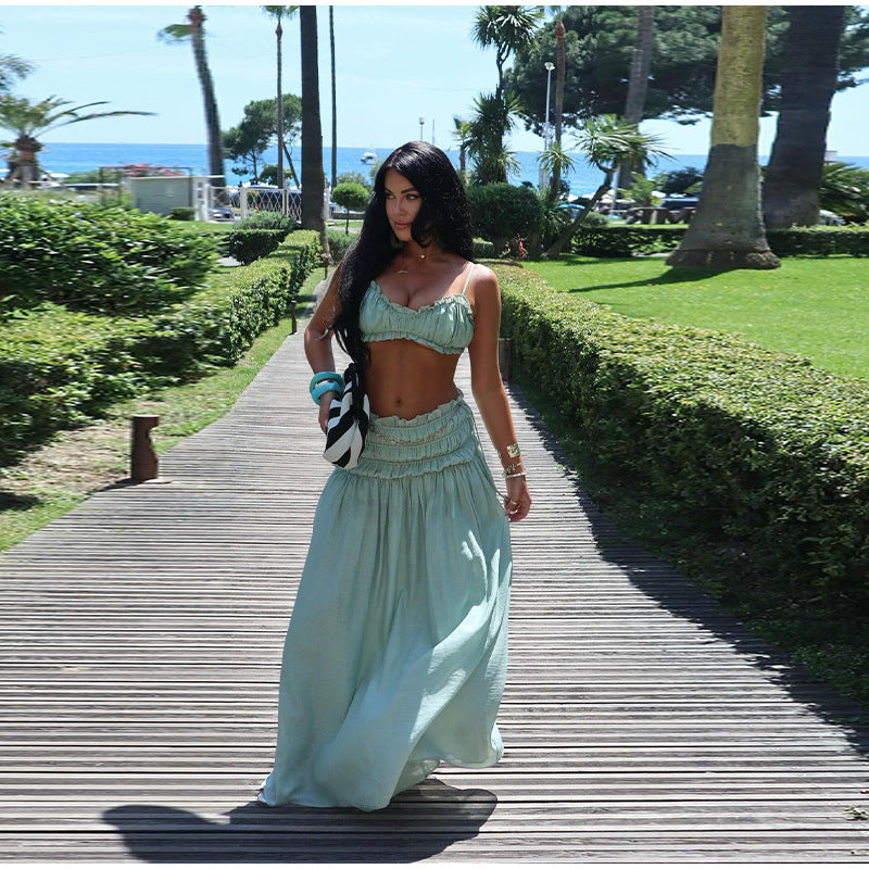 Damernas Luftigt Vik-top och Maxi-kjol Set Eva Jonsson-Eva Jonsson