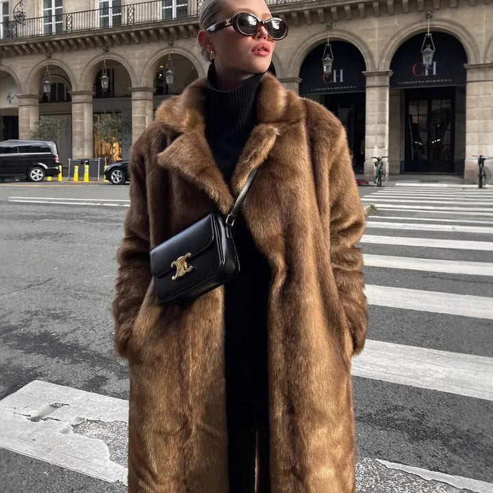 Damernas Lyxig Konstfälljacka med elegant Revers Eva Jonsson-Eva Jonsson