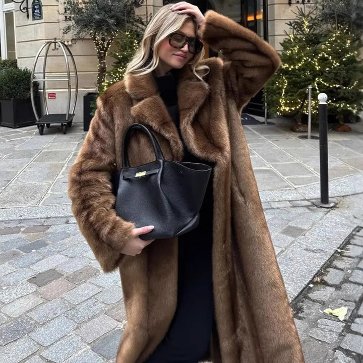 Damernas Lyxig Konstfälljacka med elegant Revers Eva Jonsson-Eva Jonsson