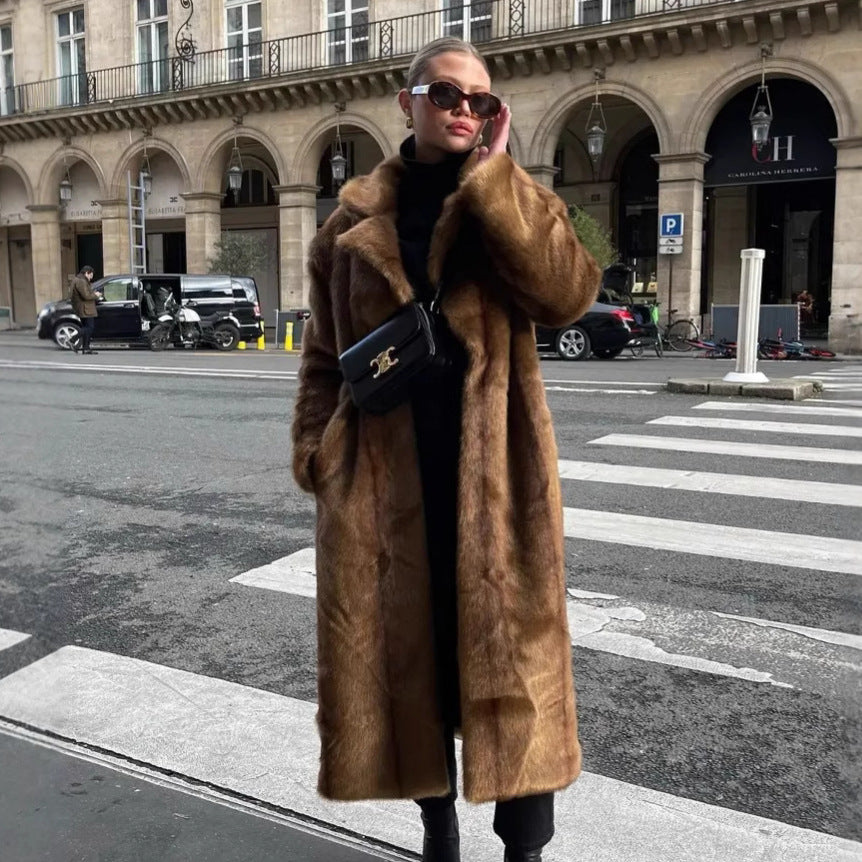 Damernas Lyxig Konstfälljacka med elegant Revers Eva Jonsson-Eva Jonsson