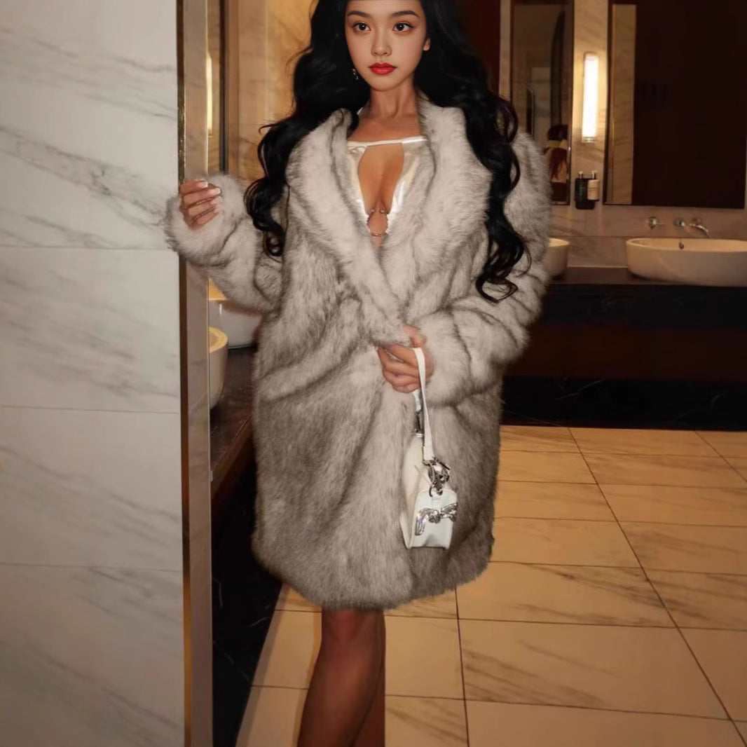 Damernas Lyxig Konstpälsjacka med Öppna Ärmar Eva Jonsson-Eva Jonsson