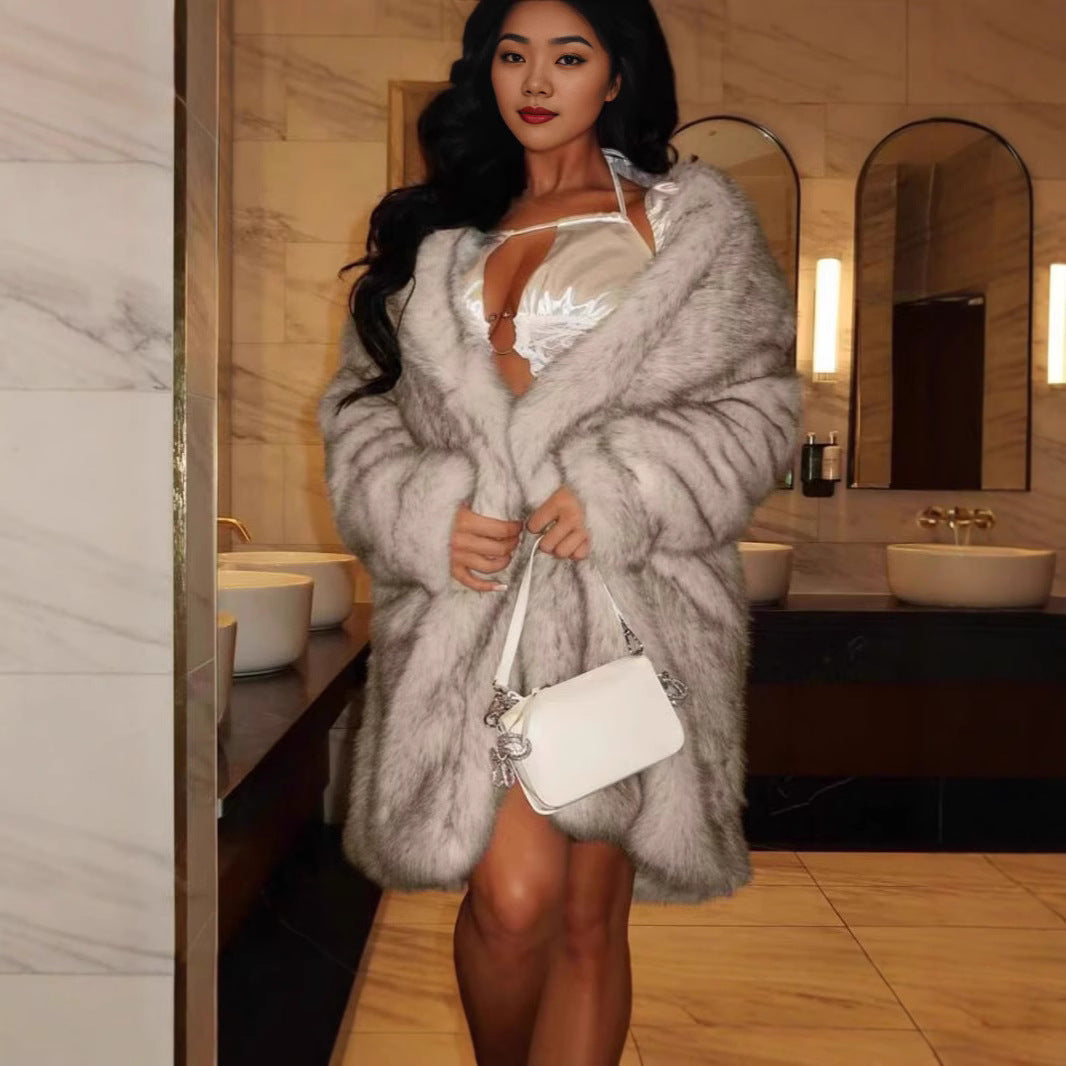 Damernas Lyxig Konstpälsjacka med Öppna Ärmar Eva Jonsson-Eva Jonsson