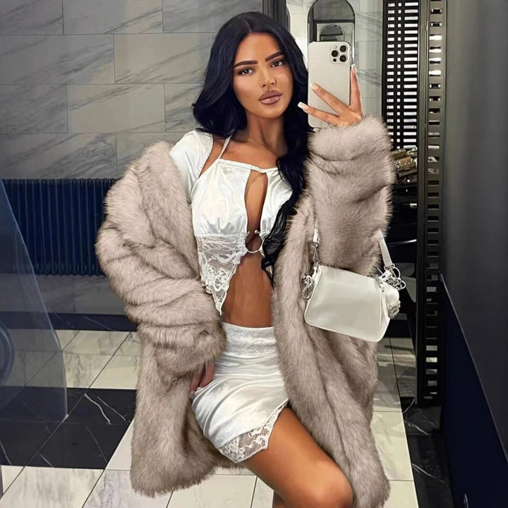 Damernas Lyxig Konstpälsjacka med Öppna Ärmar Eva Jonsson-Eva Jonsson