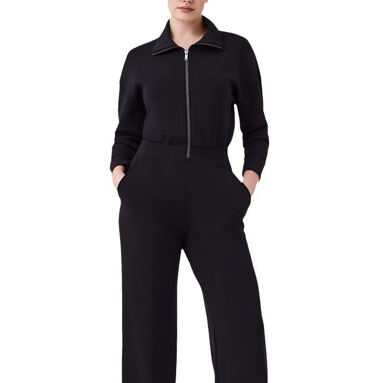 Damernas Lyxig Lounge-Jumpsuit med elegant Ståkrage och praktisk Dragkedja Mirla-Eva Jonsson