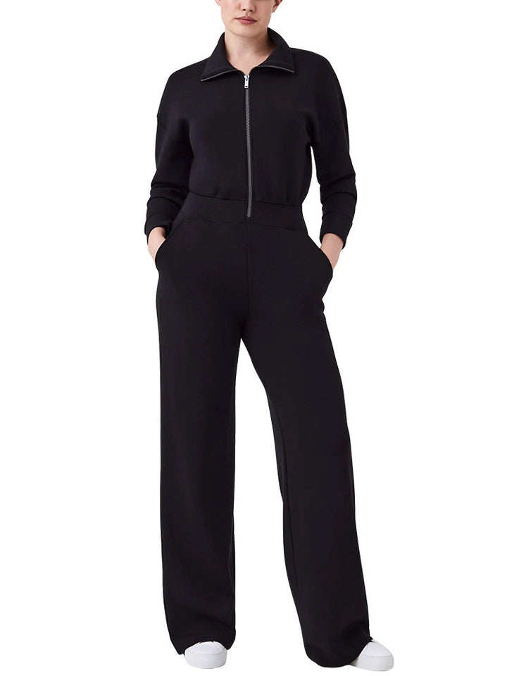Damernas Lyxig Lounge-Jumpsuit med elegant Ståkrage och praktisk Dragkedja Mirla-Eva Jonsson