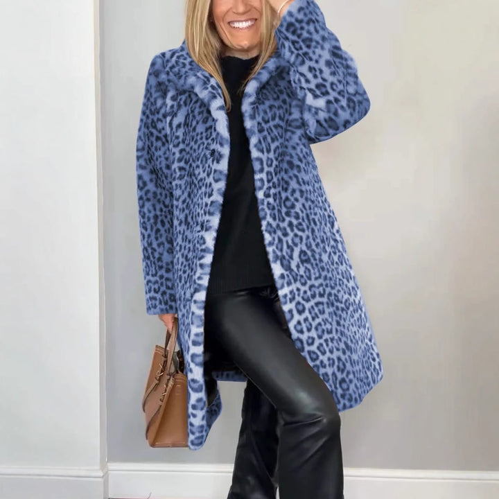 Damernas Lyxig Teddy-kappa med leopardsmönster och mjuk fleece Mirla-Eva Jonsson